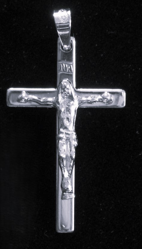Crucifix - Sterling Silver Med Plain Flat