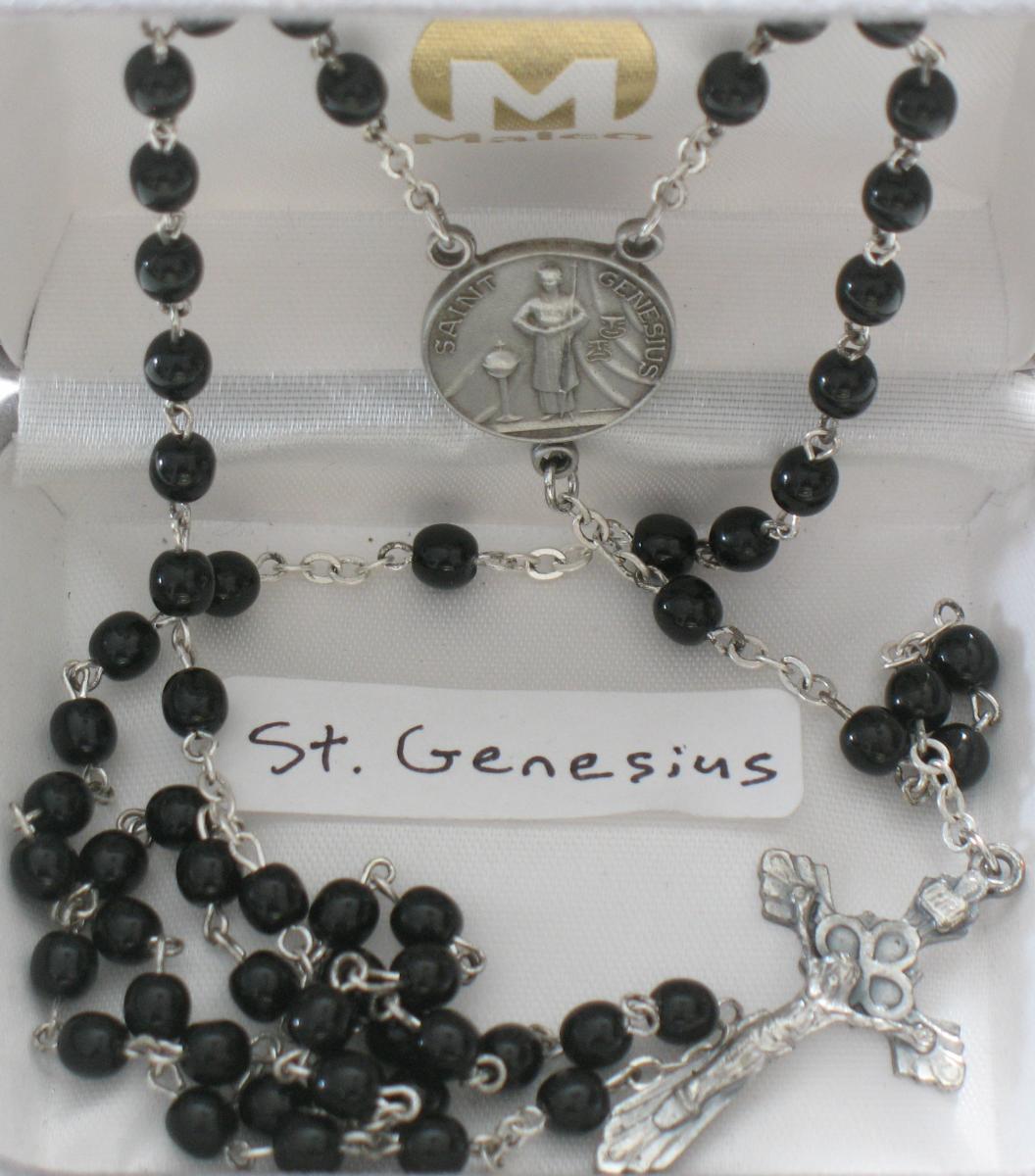 Rosary - Black Beads with Various Patron Saints Center