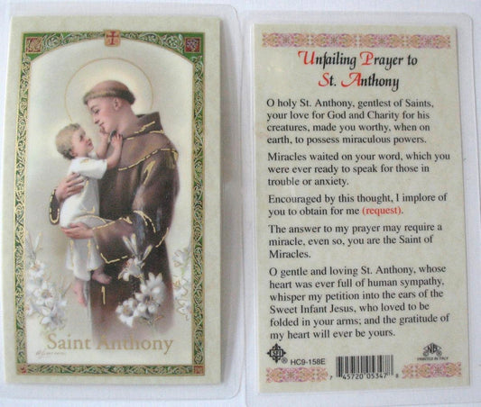 Laminated - St. Anthony - Unfailing Prayer to