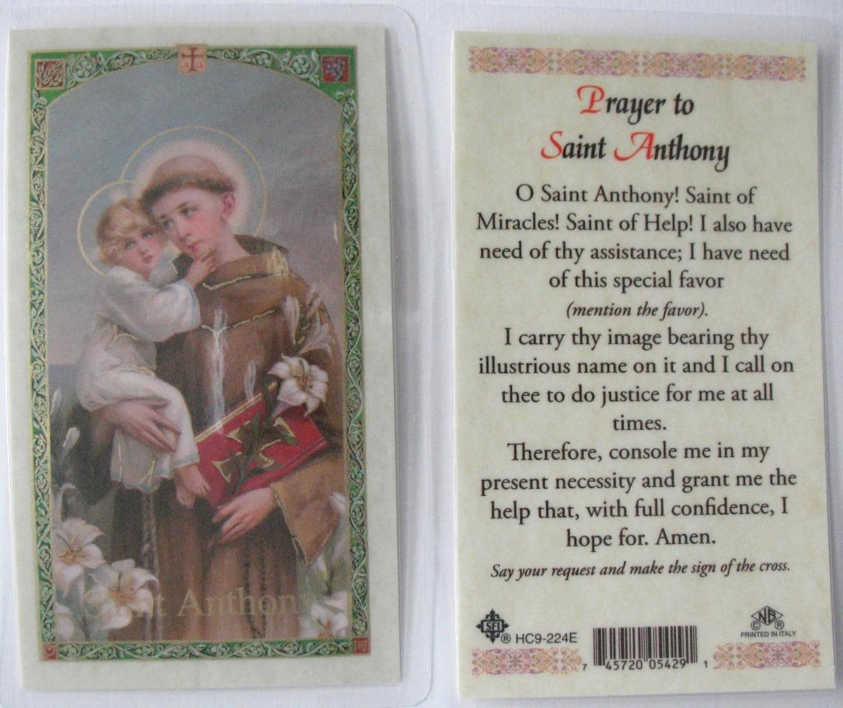 Laminated - St. Anthony - Prayer to