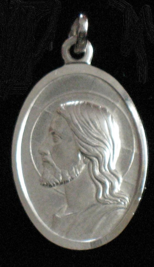 Sterling Silver Head of Christ Med Oval