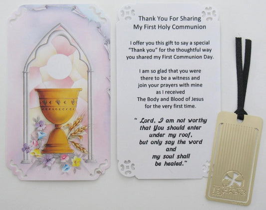 Thank You for Sharing My Communion Day Gift - I Believe Bookmark - Party Favor