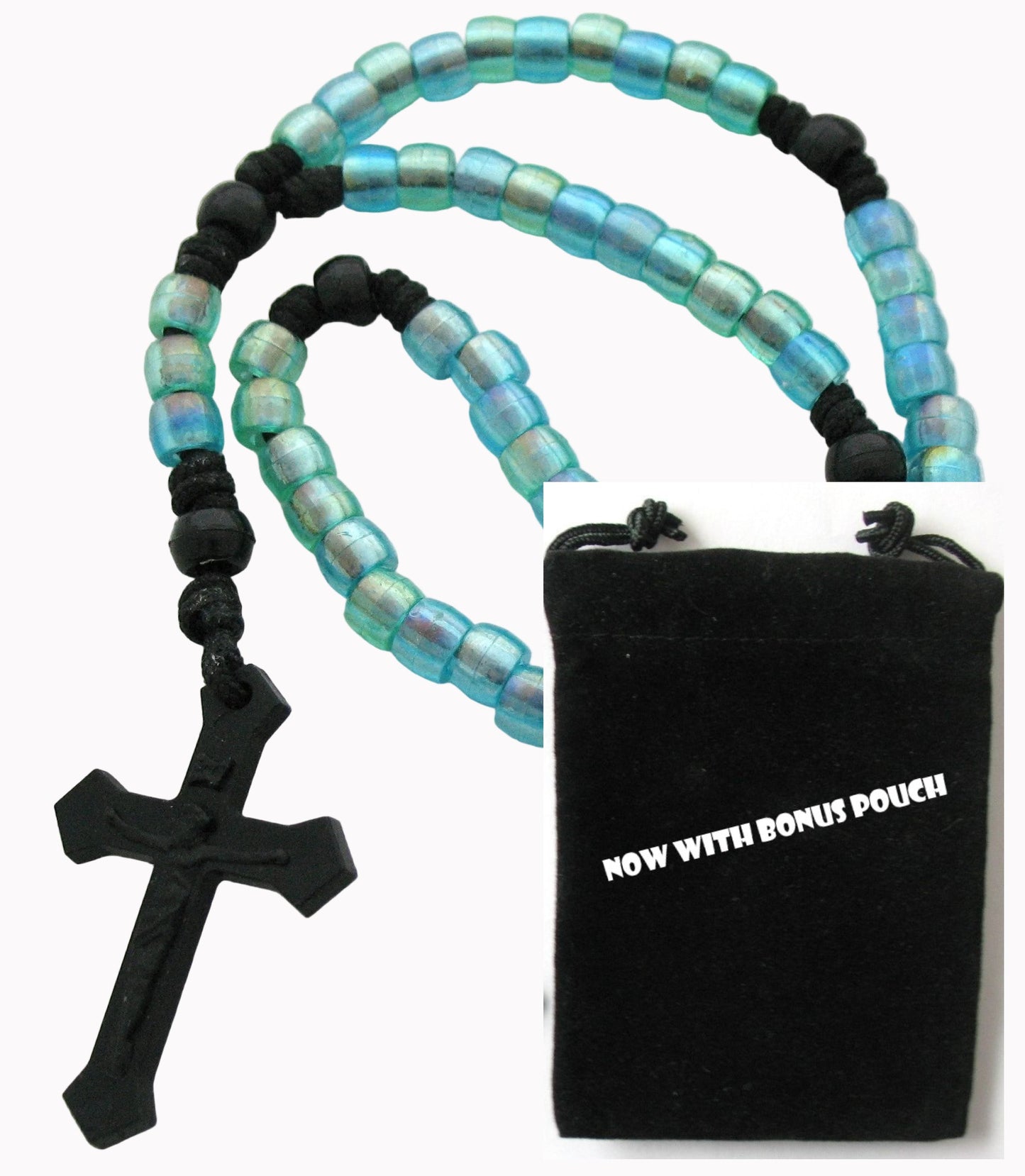 Paracord Rosary with Plastic Pony Beads & Bonus Pouch