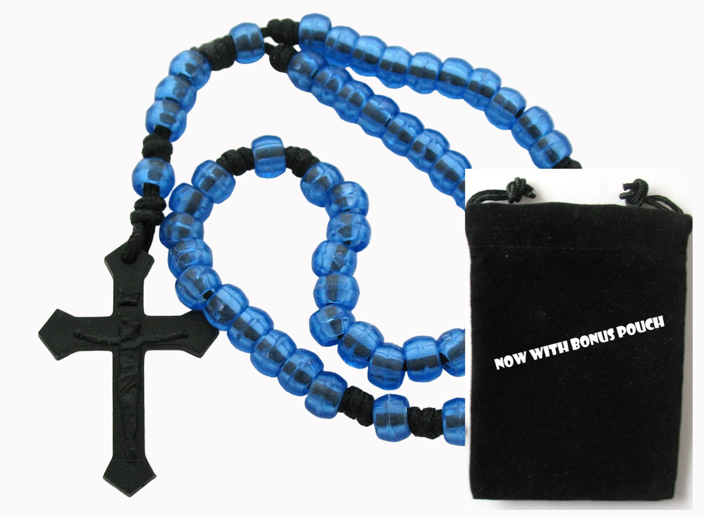 Paracord Rosary with Plastic Pony Beads & Bonus Pouch