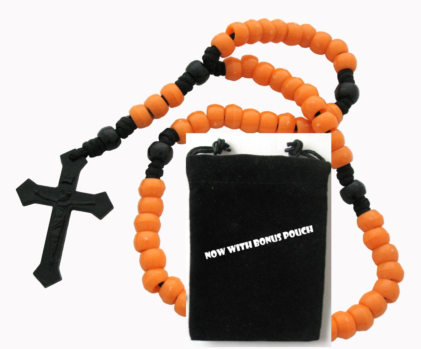 Paracord Rosary with Plastic Pony Beads & Bonus Pouch