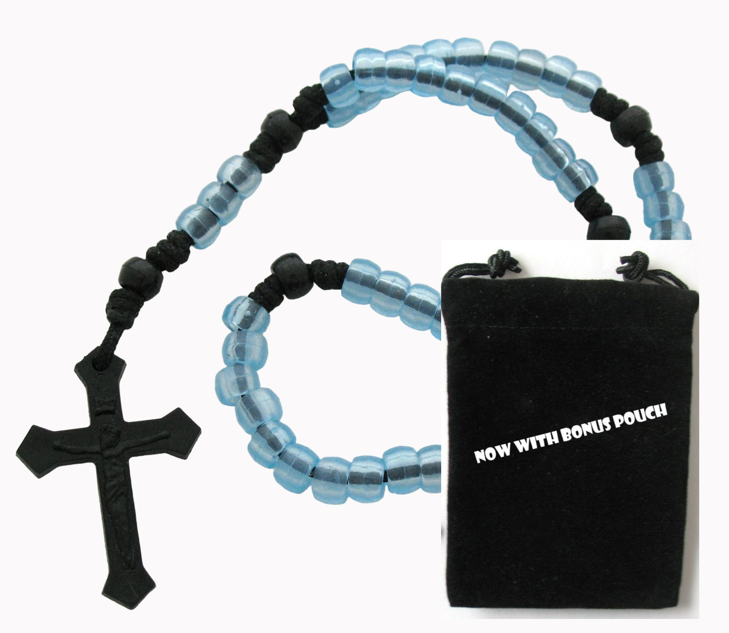 Paracord Rosary with Plastic Pony Beads & Bonus Pouch