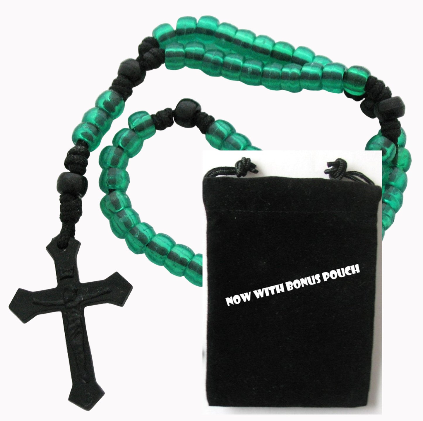 Paracord Rosary with Plastic Pony Beads & Bonus Pouch