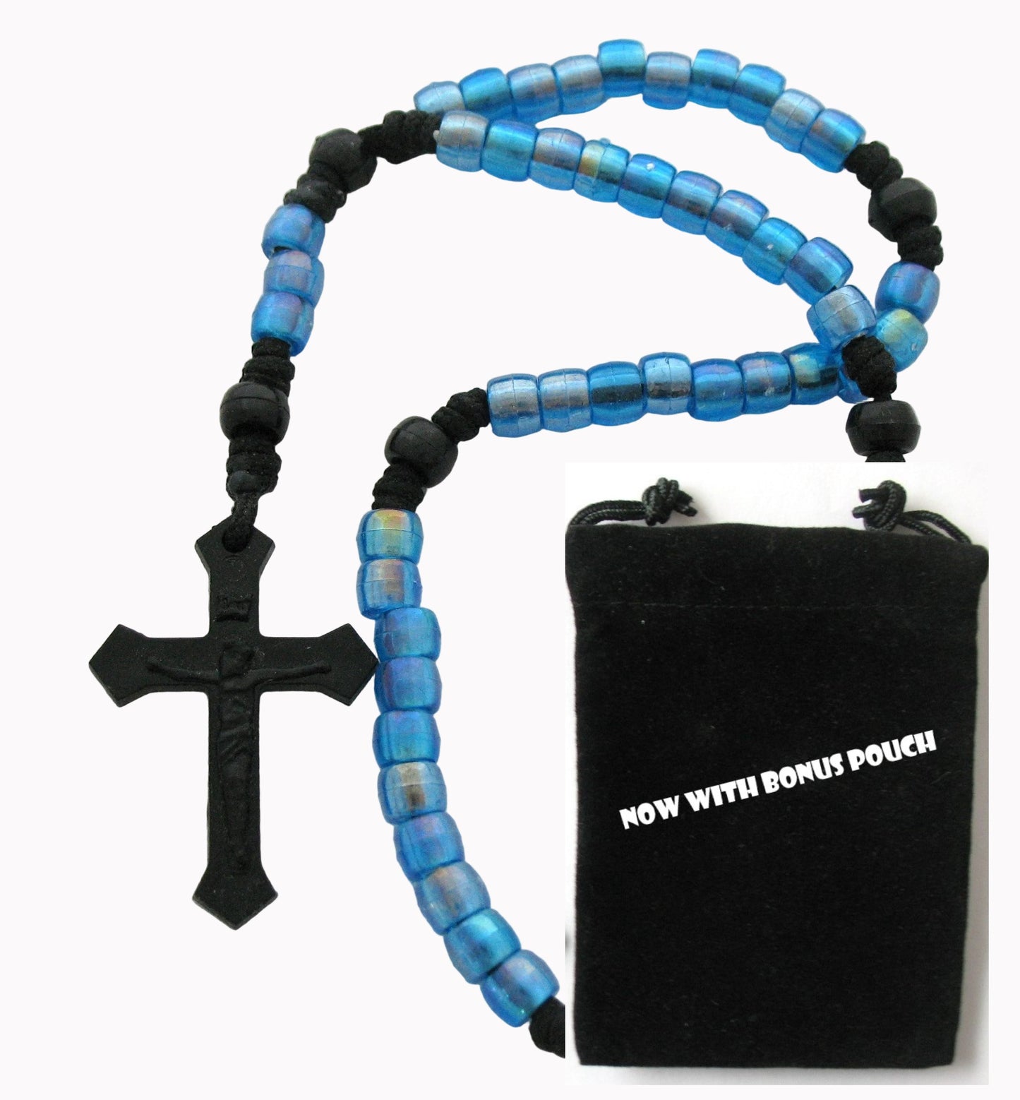 Paracord Rosary with Plastic Pony Beads & Bonus Pouch