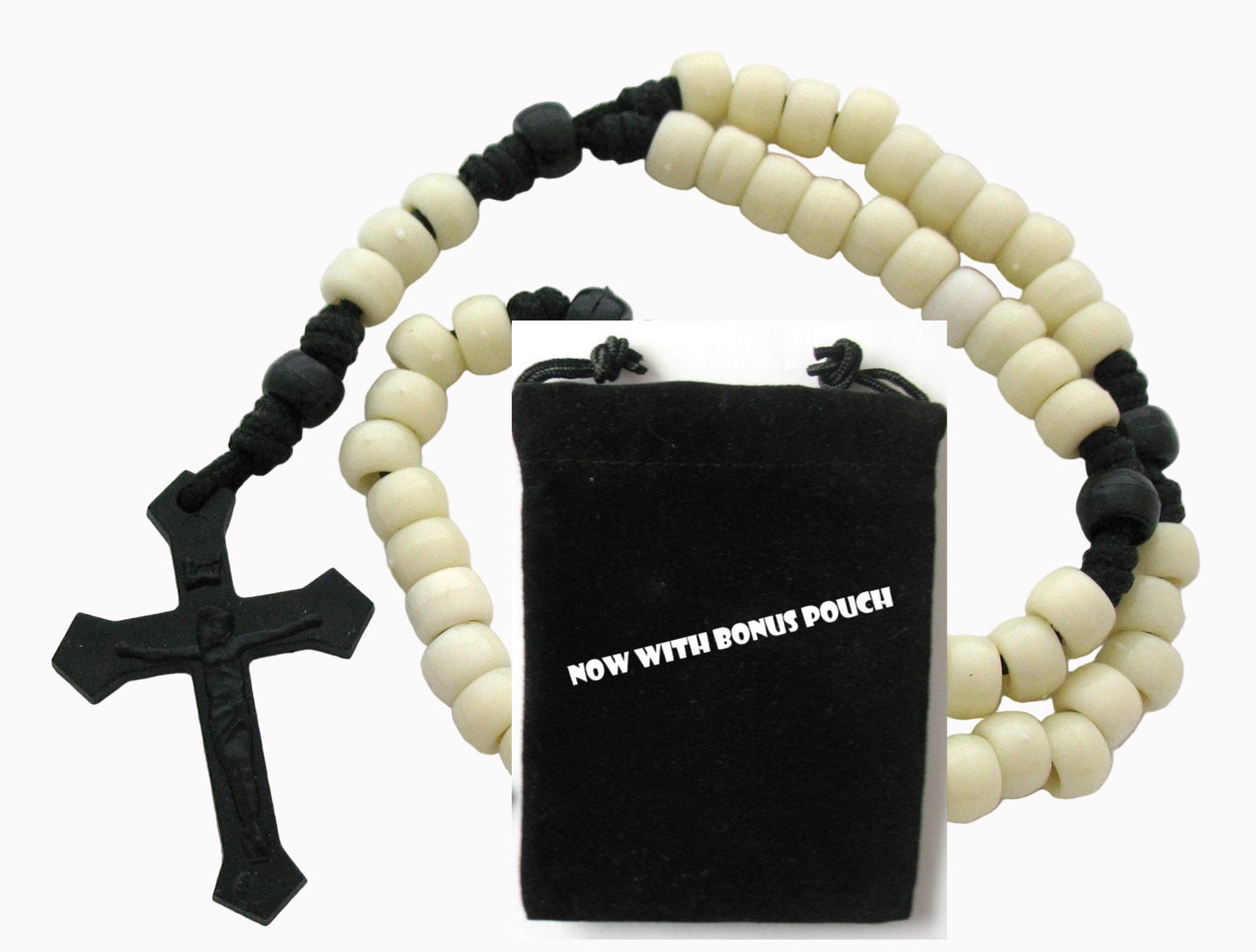 Paracord Rosary with Plastic Pony Beads & Bonus Pouch