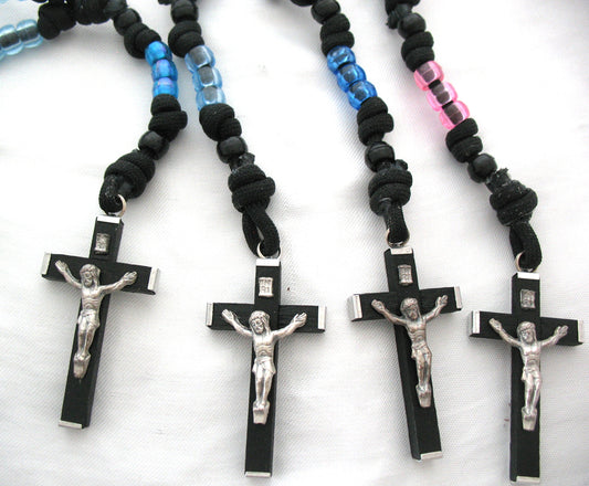 Rosary - Cord Paracord with Black Wood / Metal Crucifix