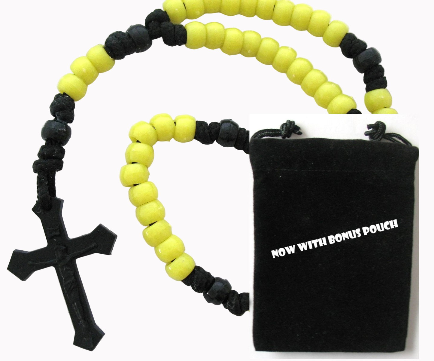 Paracord Rosary with Plastic Pony Beads & Bonus Pouch