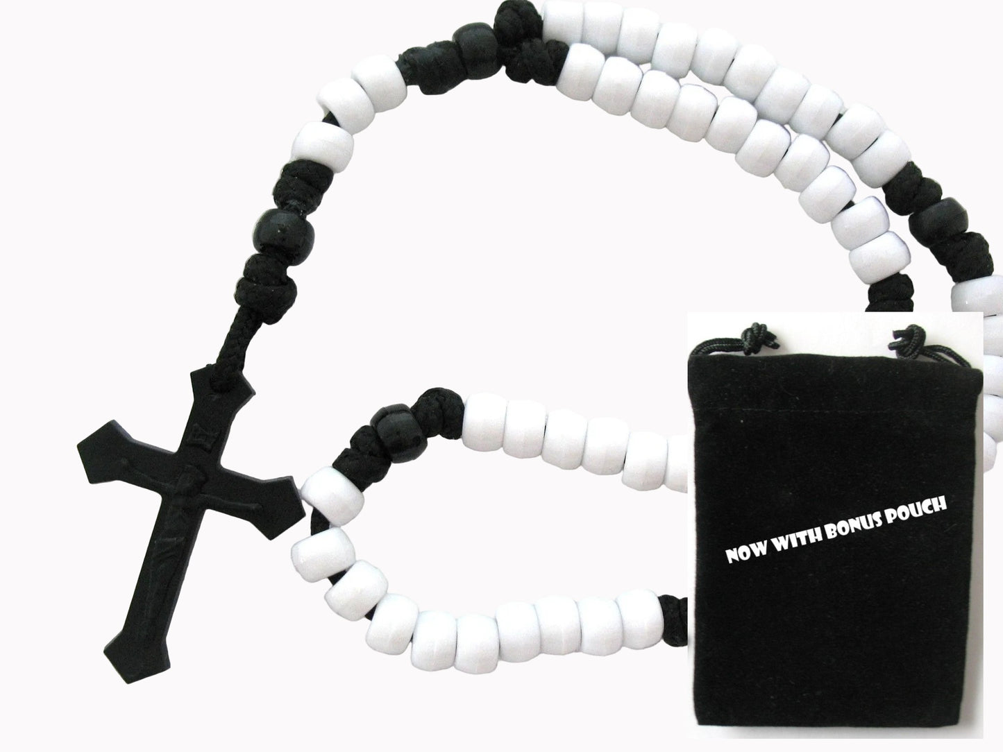 Paracord Rosary with Plastic Pony Beads & Bonus Pouch