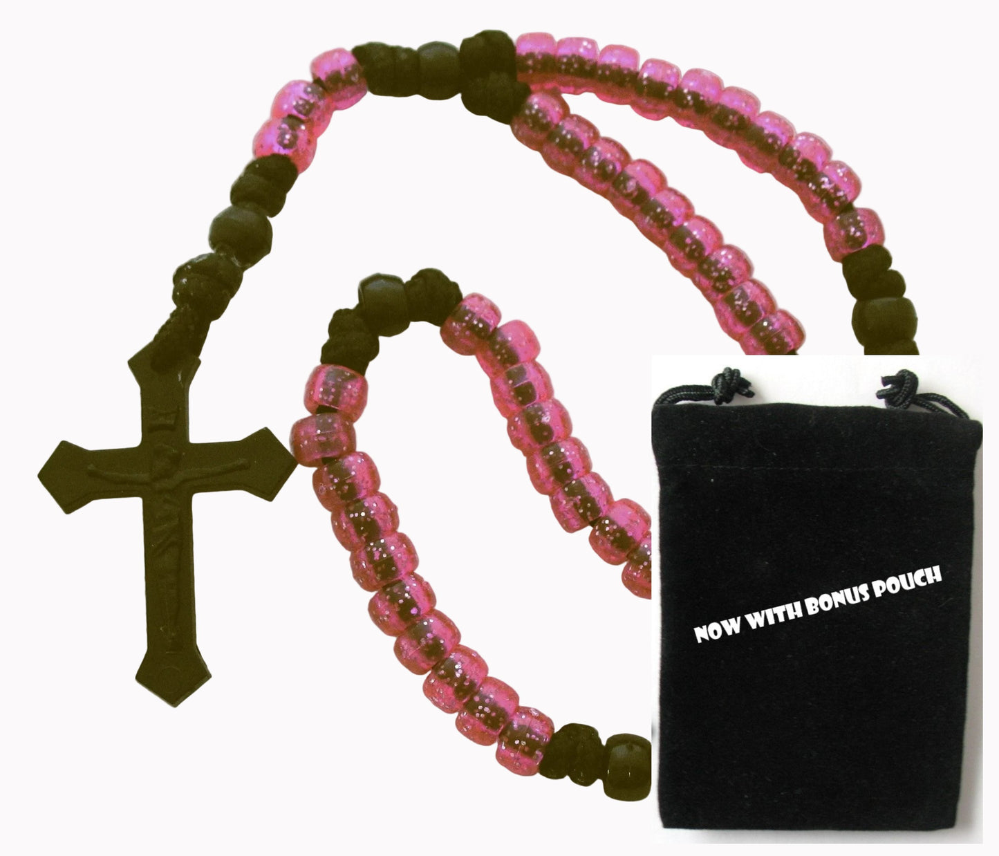 Paracord Rosary with Pony Beads & Bonus Pouch
