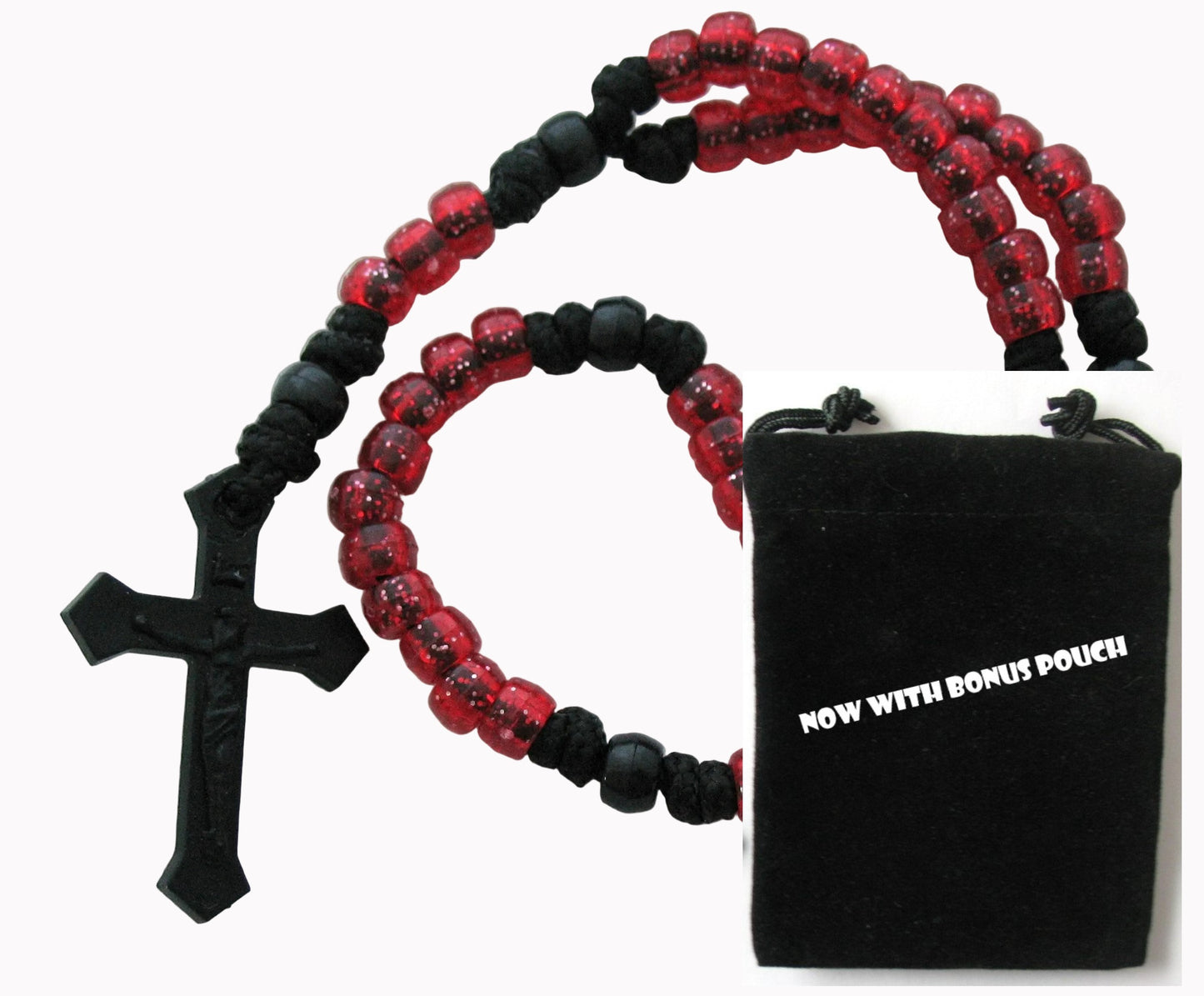 Paracord Rosary with Pony Beads & Bonus Pouch