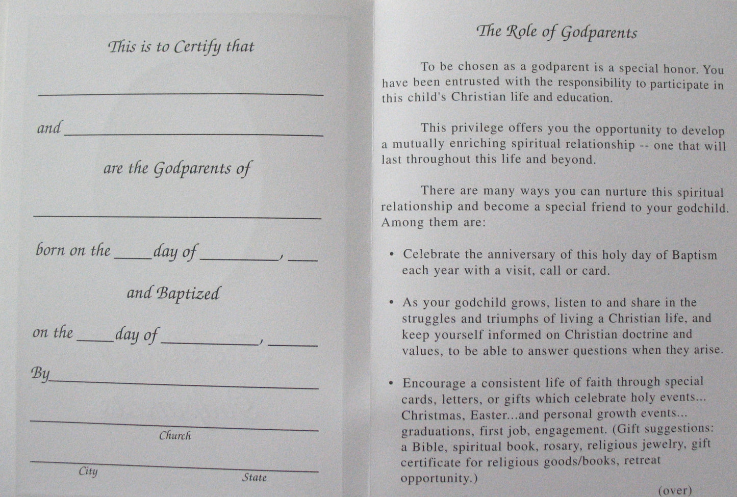 The Role of Godparents Greeting Card