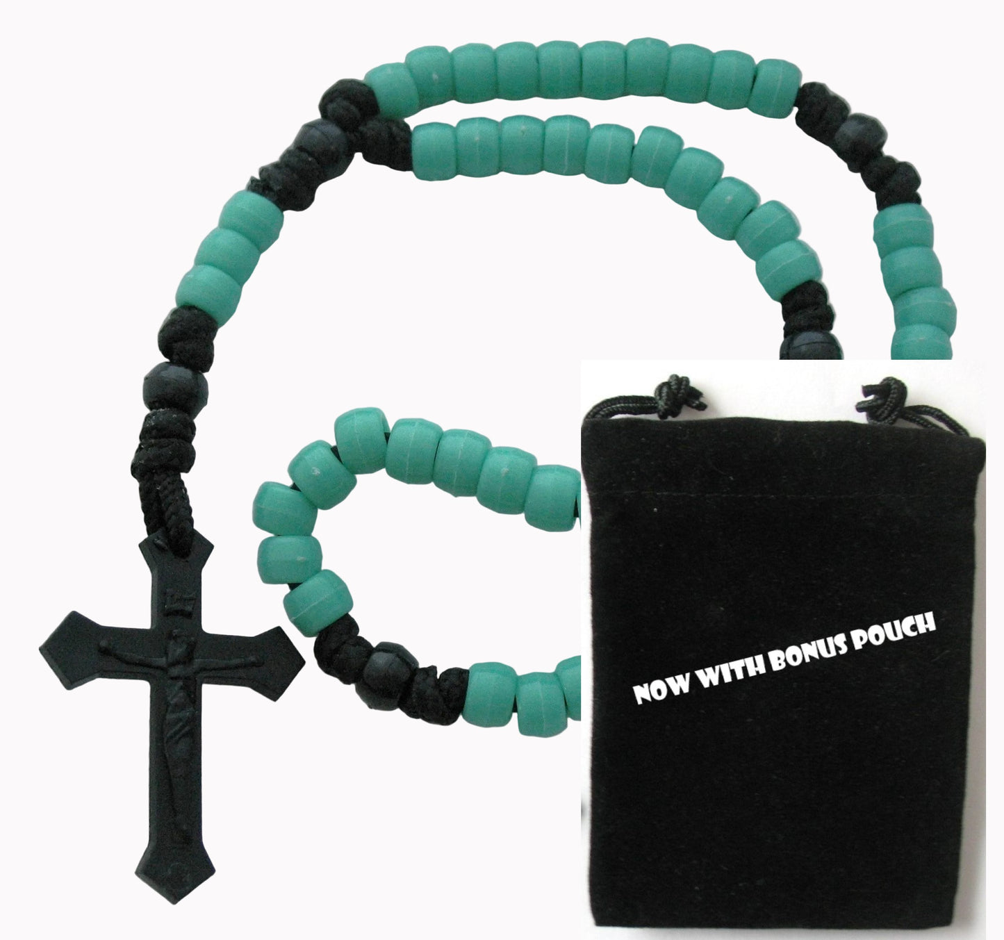 Paracord Rosary with Pony Beads & Bonus Pouch