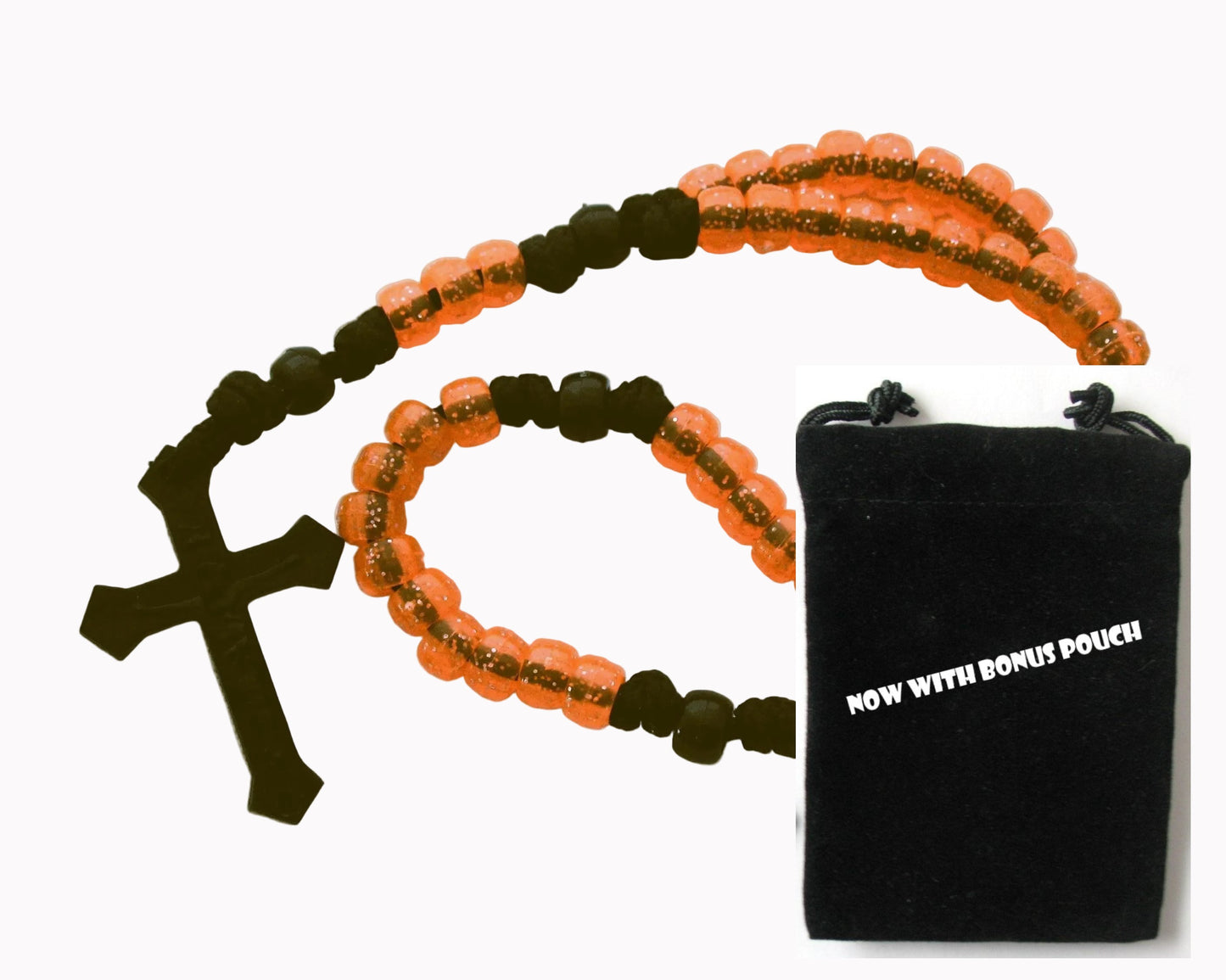 Paracord Rosary with Pony Beads & Bonus Pouch