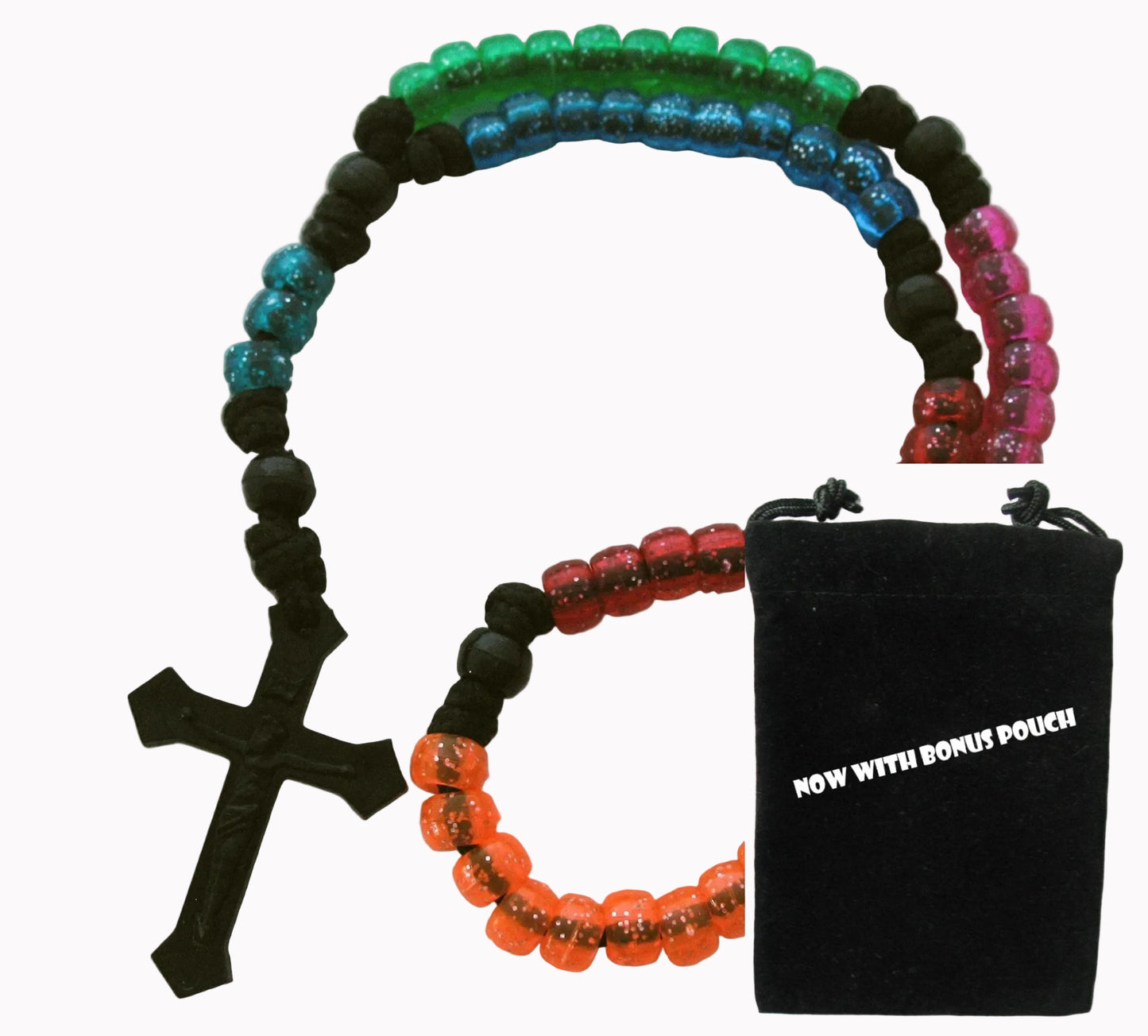 Paracord Rosary with Pony Beads & Bonus Pouch