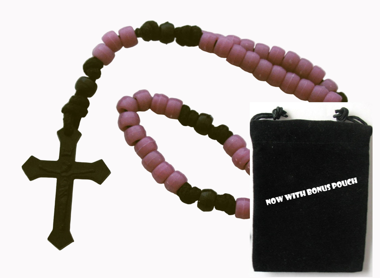 Paracord Rosary with Pony Beads & Bonus Pouch