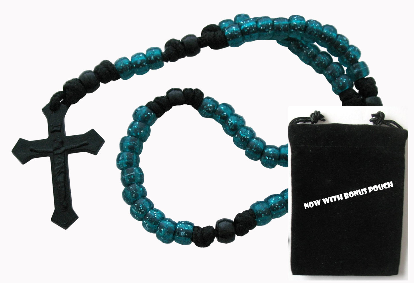 Paracord Rosary with Pony Beads & Bonus Pouch