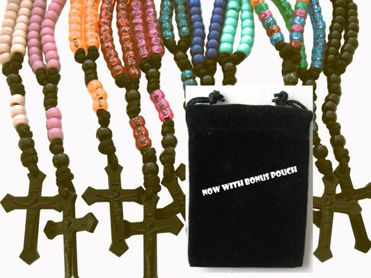 Paracord Rosary with Pony Beads & Bonus Pouch