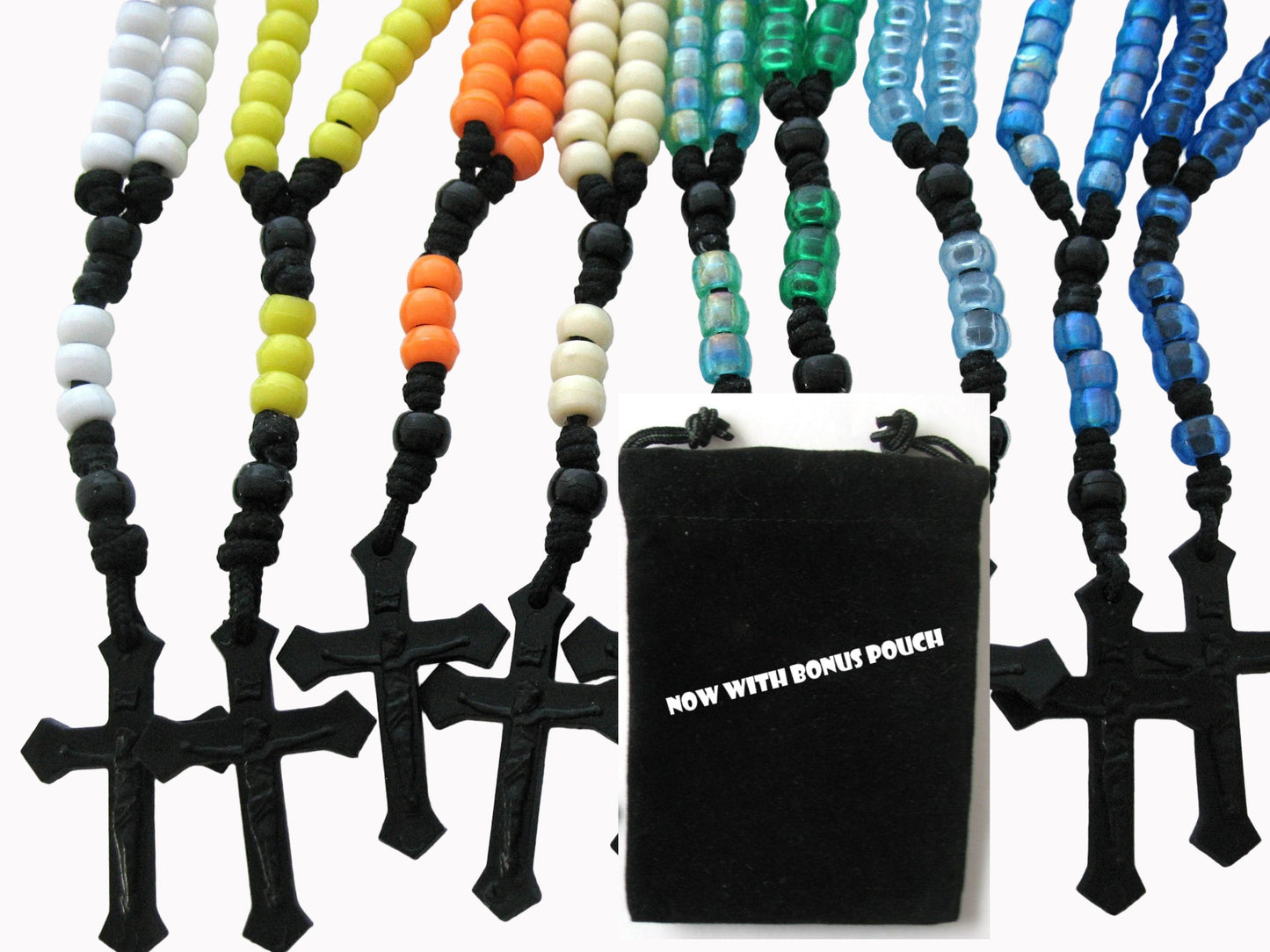 Paracord Rosary with Plastic Pony Beads & Bonus Pouch