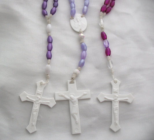 Rosary - Cord with Purple Plastic Beads