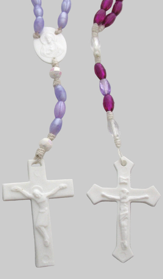 Rosary - Cord with Purple Plastic Beads