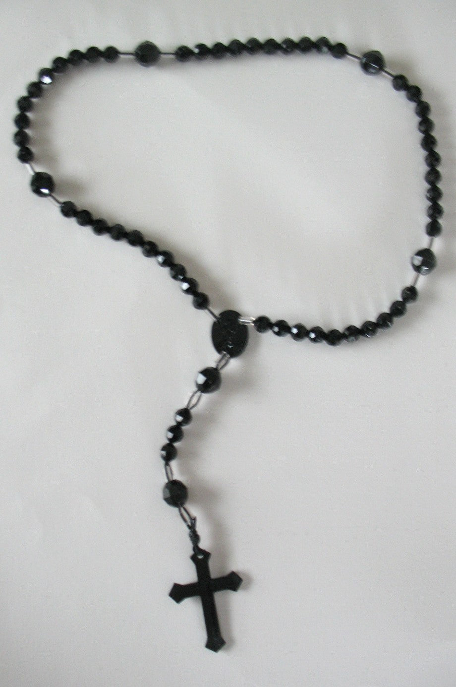 Rosary Making Kits - Black Cord, Crucifix & Center - Package of 6*