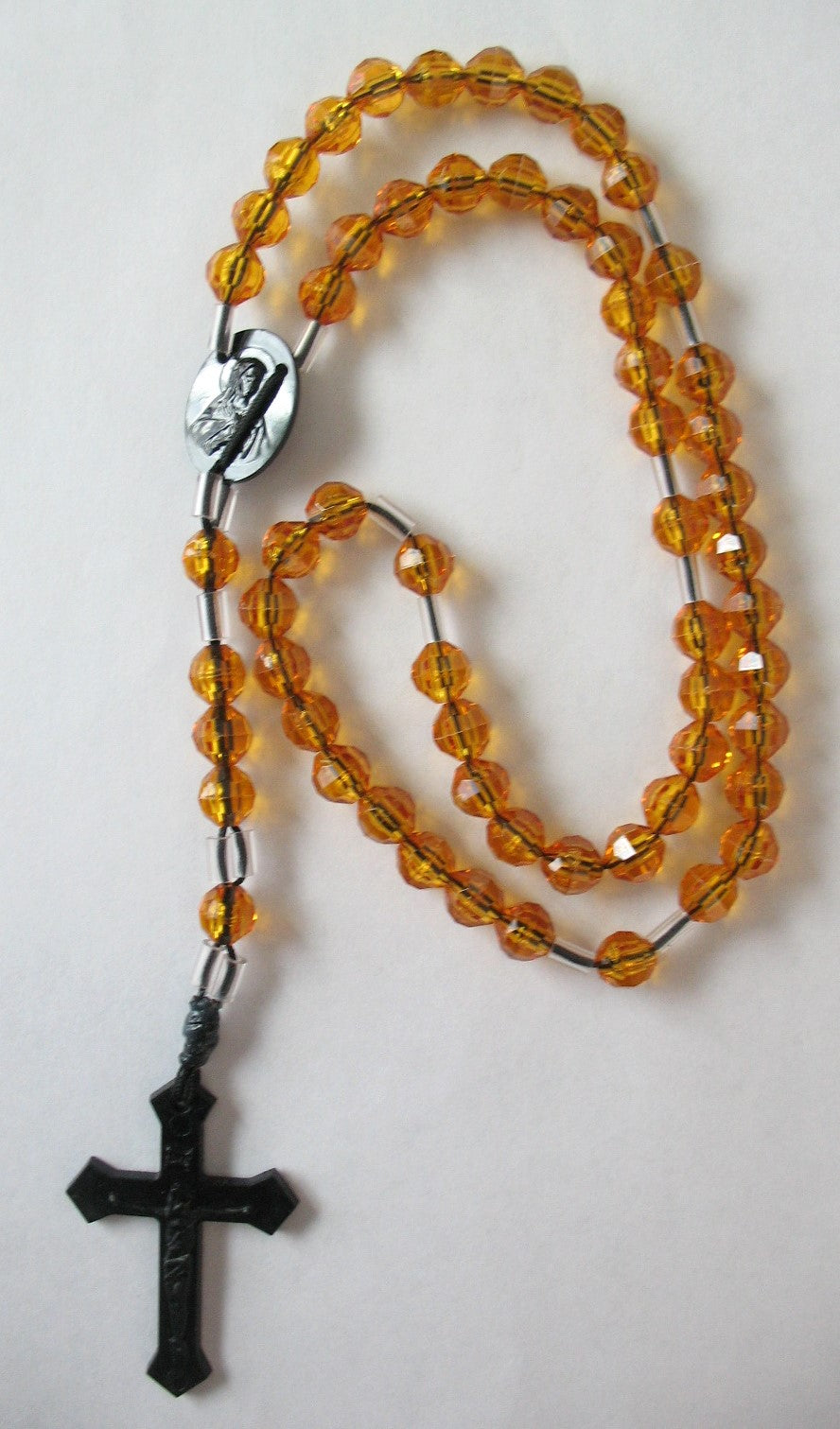 Rosary Making Kits - Topaz, Black Cord, Crucifix & Center - Package of 6*
