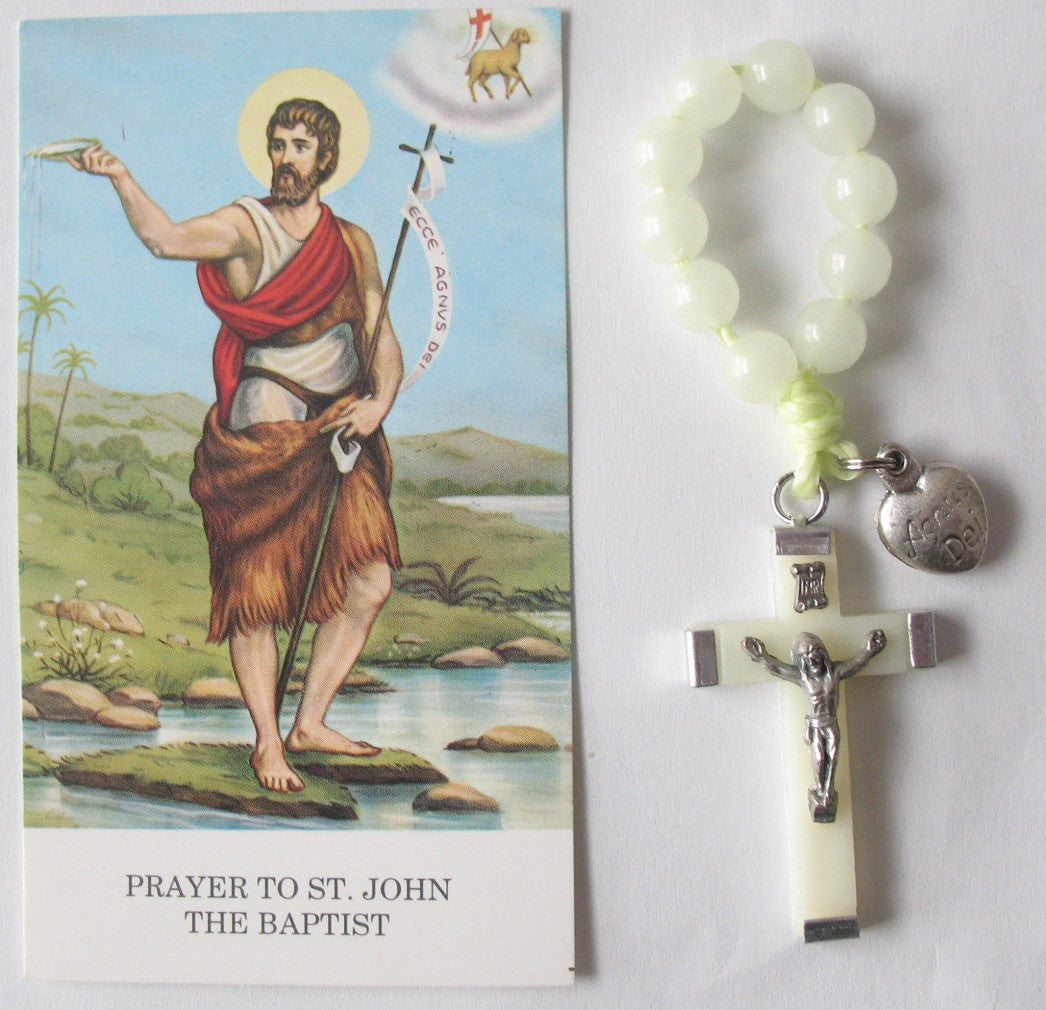 St. John the Baptist / Agnus Dei One Decade Pocket Rosary & Prayercard