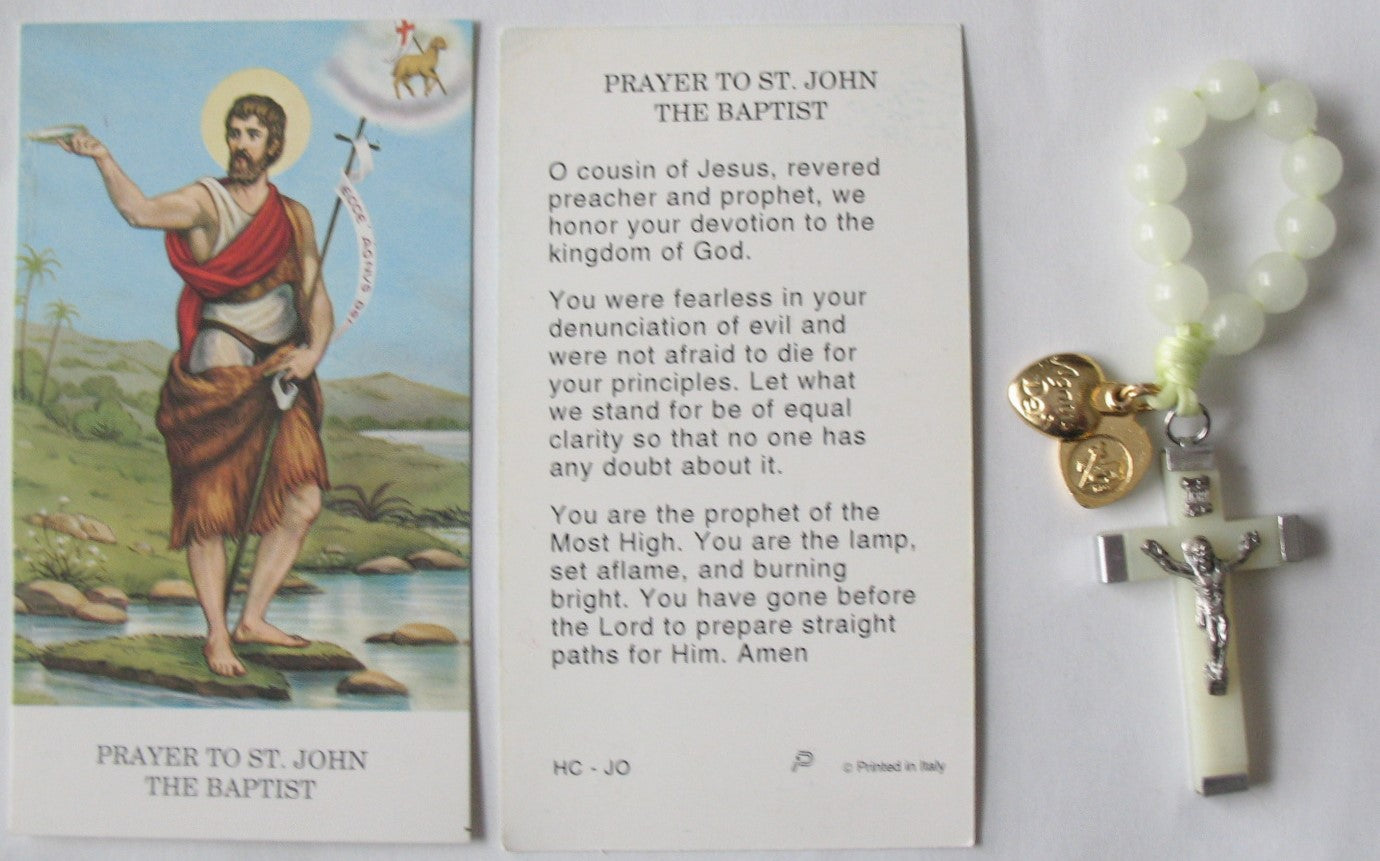 St. John the Baptist / Agnus Dei One Decade Pocket Rosary & Prayercard
