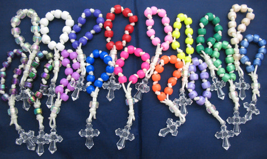 Rosary - One Decade Cord with Clear Plastic Cross - Bulk Pricing Available!