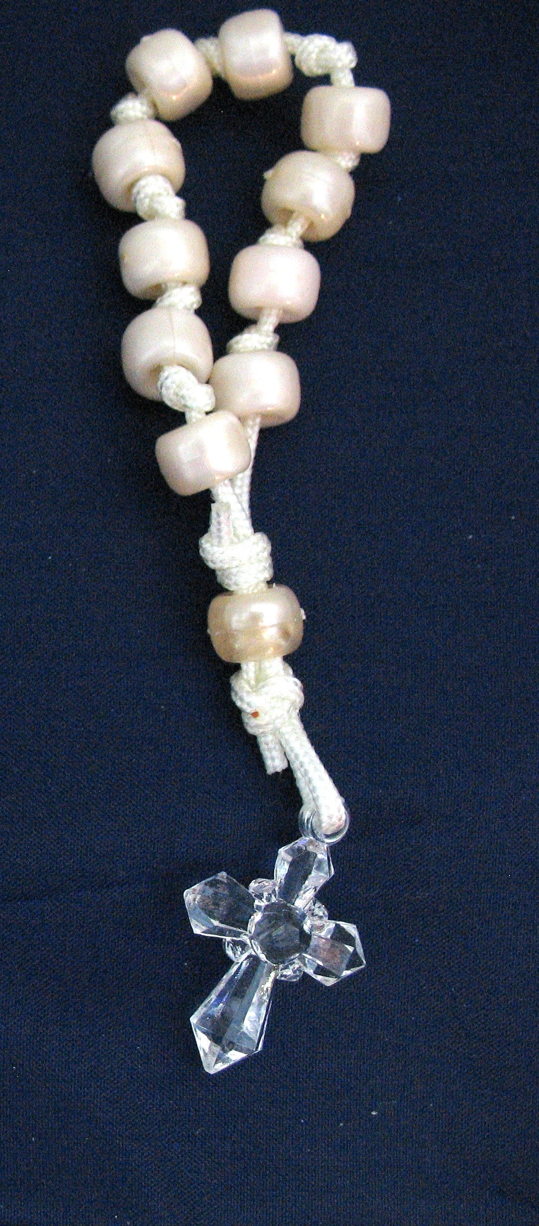 Rosary - One Decade Cord with Clear Plastic Cross - Bulk Pricing Available!