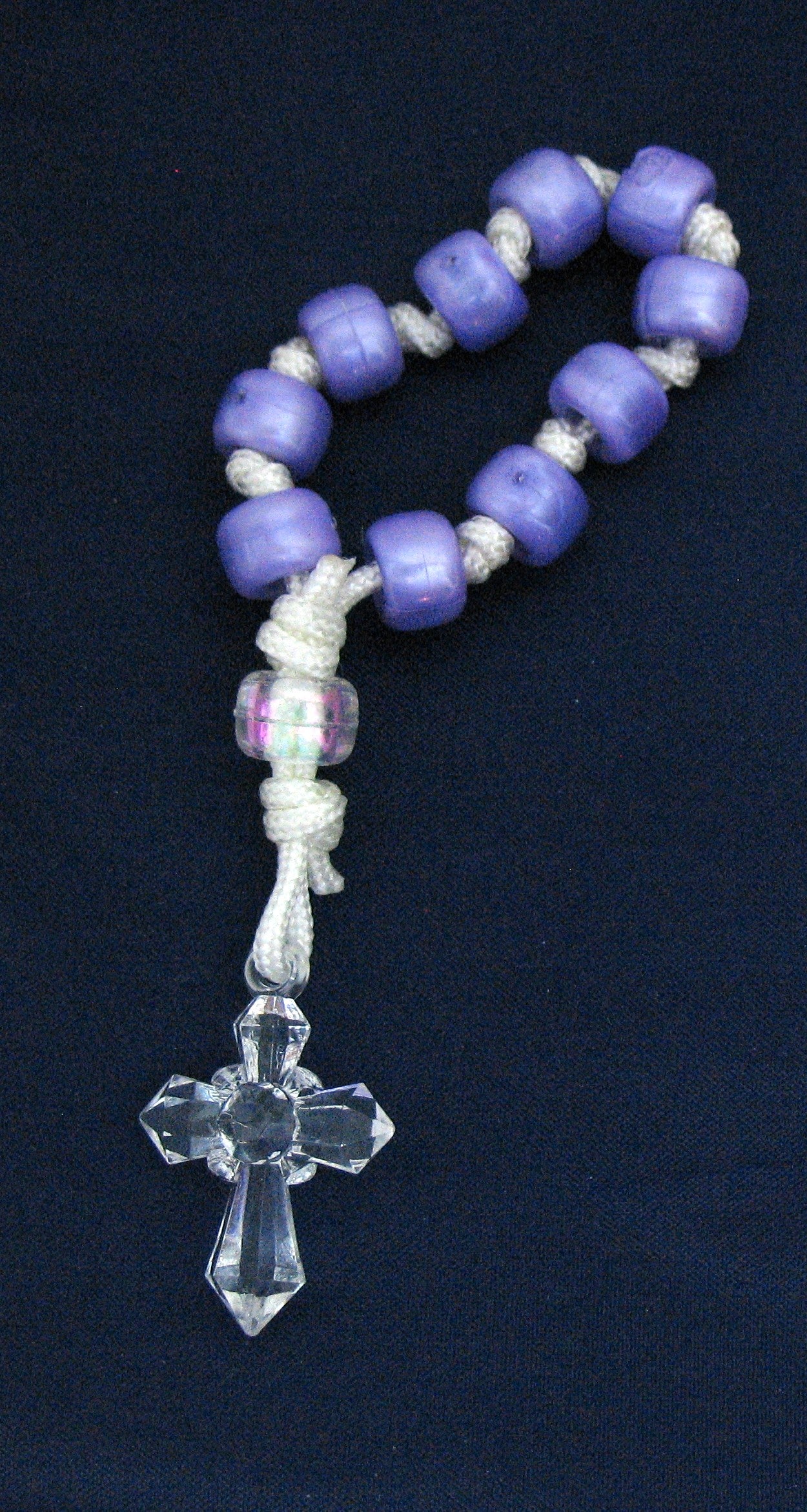 Rosary - One Decade Cord with Clear Plastic Cross - Bulk Pricing Available!