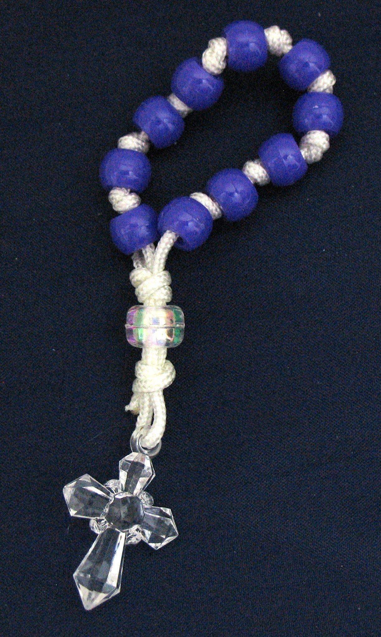 Rosary - One Decade Cord with Clear Plastic Cross - Bulk Pricing Available!