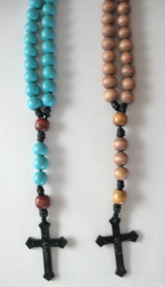 Paracord Rosary - 12mm Wood Beads