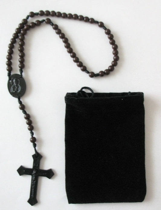 Cord Rosary - 6 mm Brown Acrylic Beads with Bonus Pouch