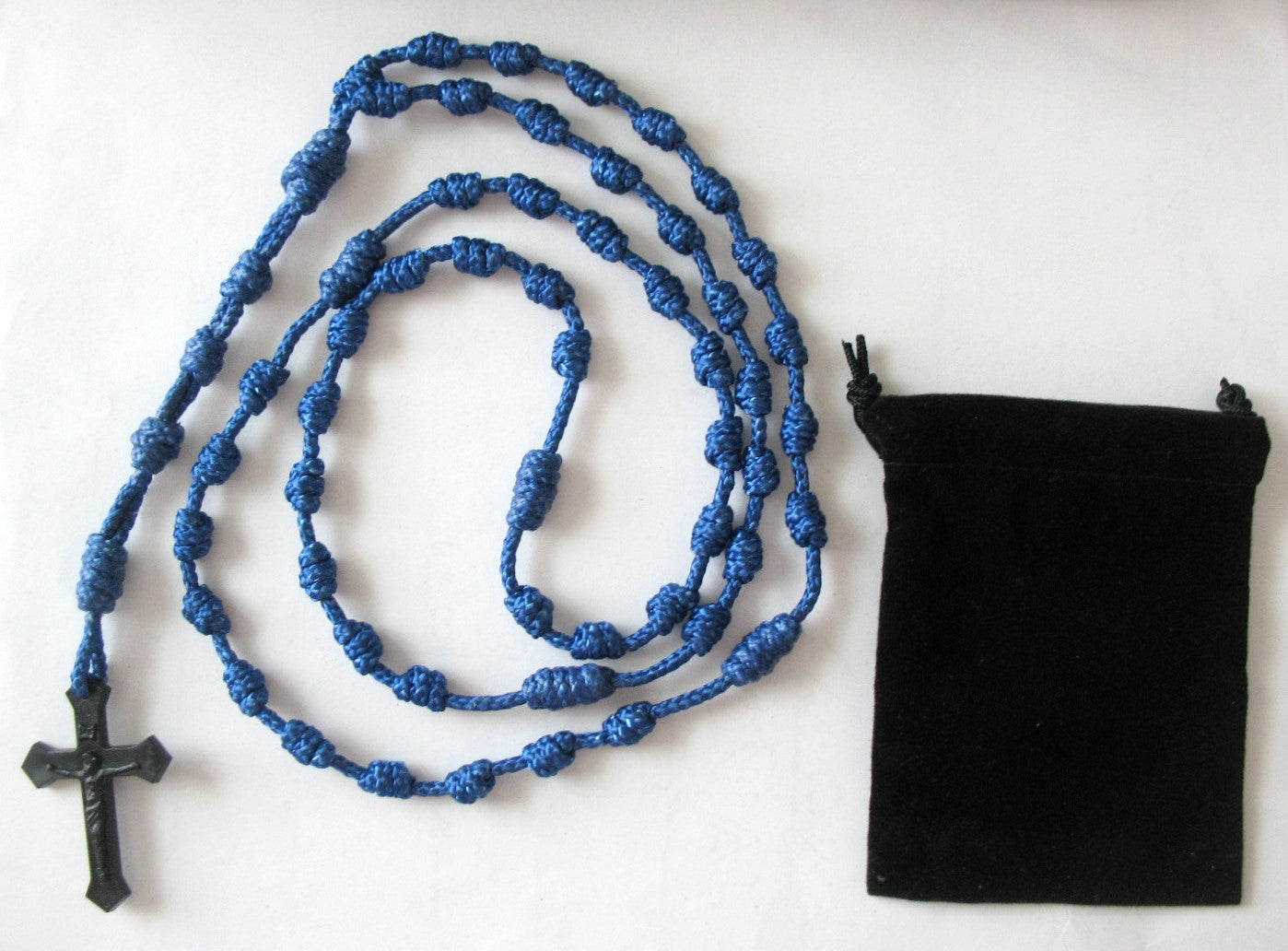 Knotted Cord Rosary with Plastic Crucifix & Bonus Pouch