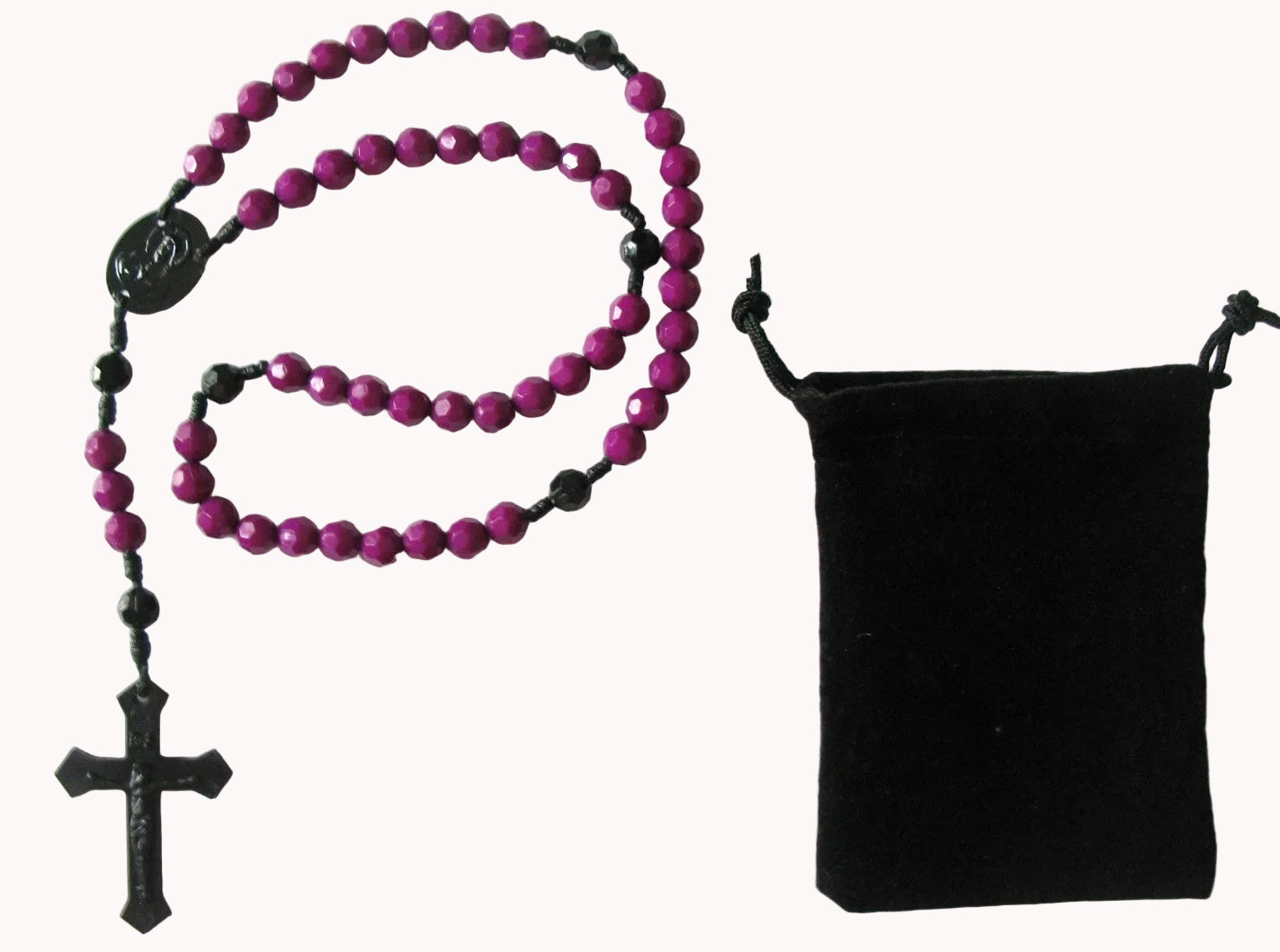 Cord Rosary - 8 mm Acrylic Beads with Bonus Pouch