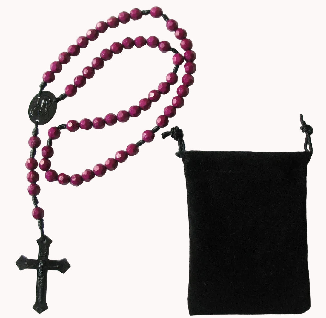 Cord Rosary - 8 mm Acrylic Beads with Bonus Pouch