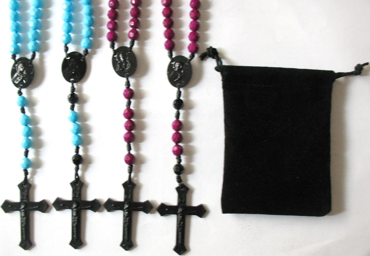 Cord Rosary - 8 mm Acrylic Beads with Bonus Pouch