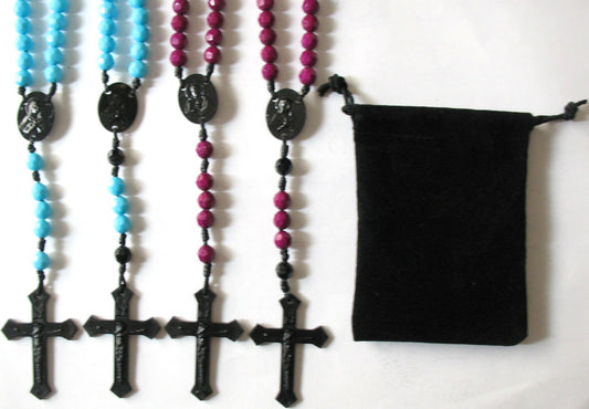 Cord Rosary - 8 mm Acrylic Beads with Bonus Pouch
