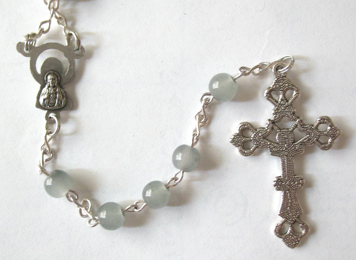 Grey Chain Rosary in Bonus Felt-lined Tin