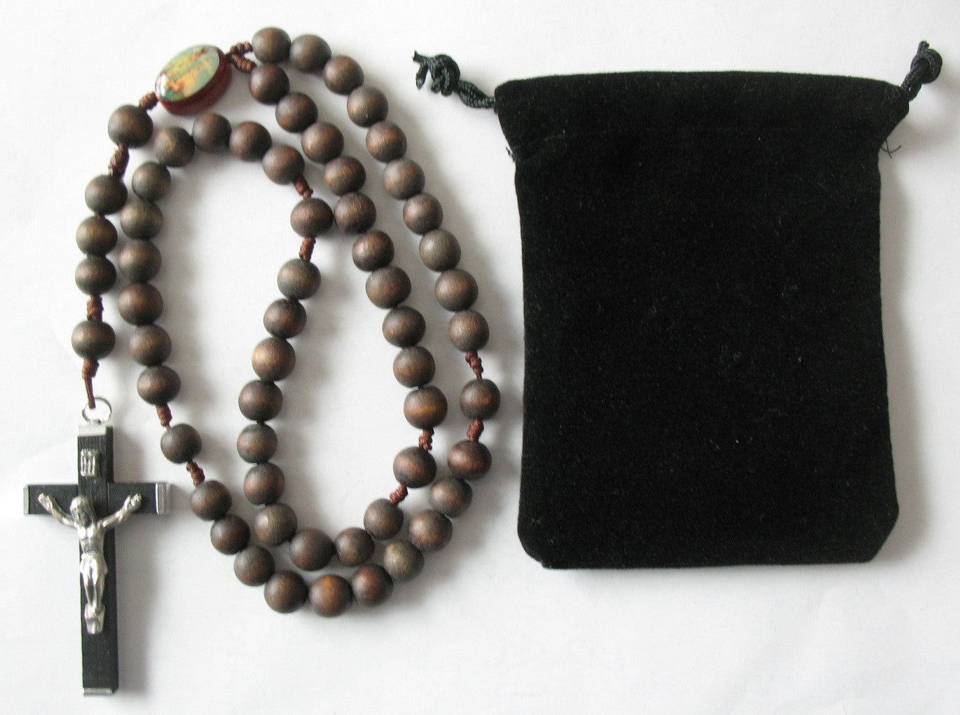 Wood Bead Cord Rosary with Bonus Pouch