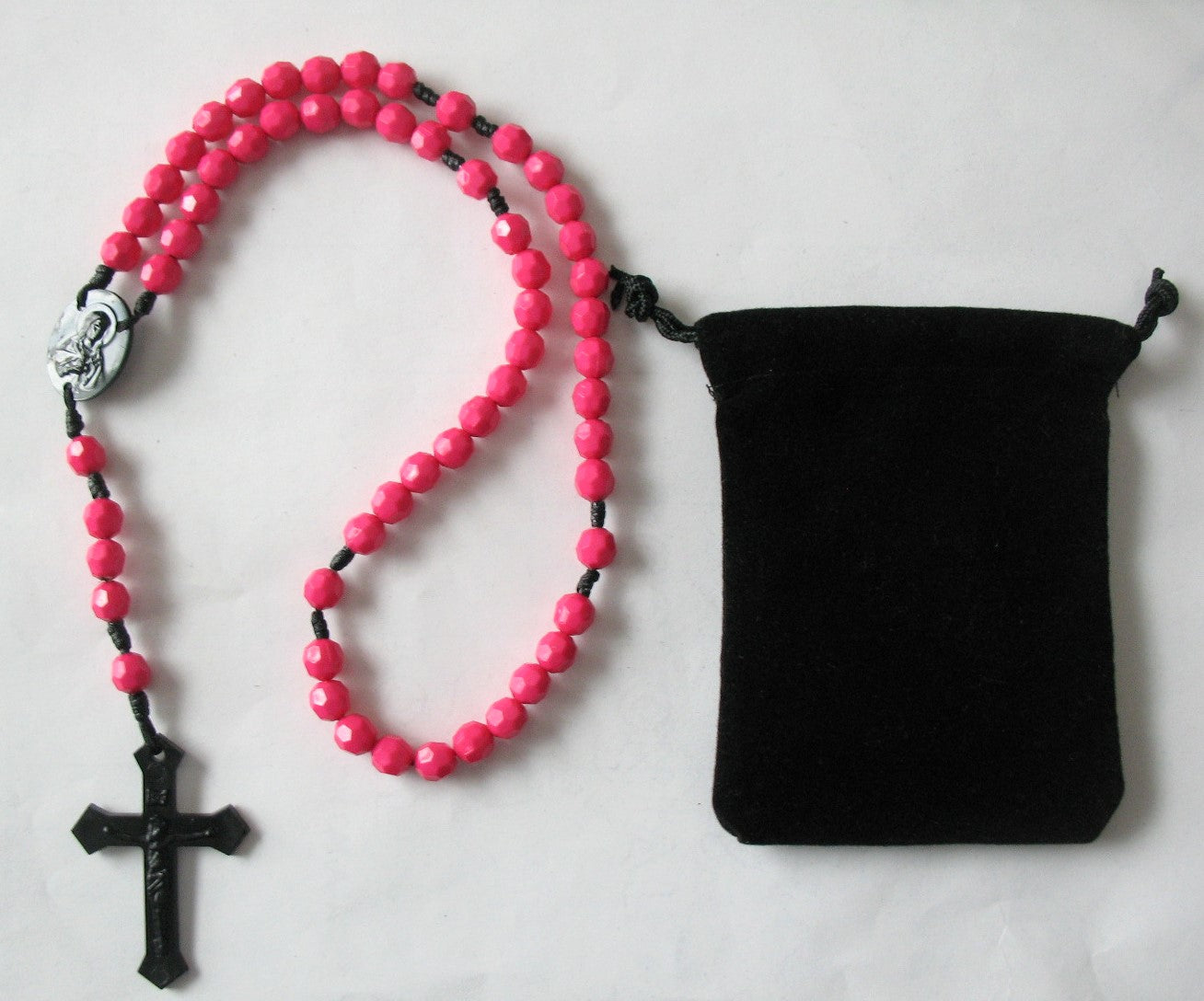 Cord Rosary - 8 mm Acrylic Beads with Bonus Pouch