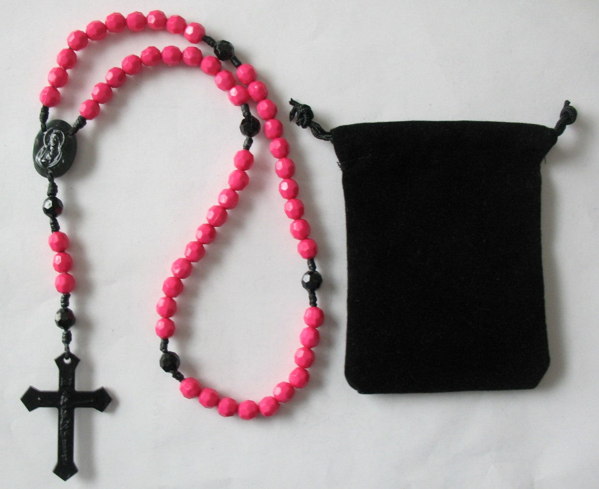 Cord Rosary - 8 mm Acrylic Beads with Bonus Pouch