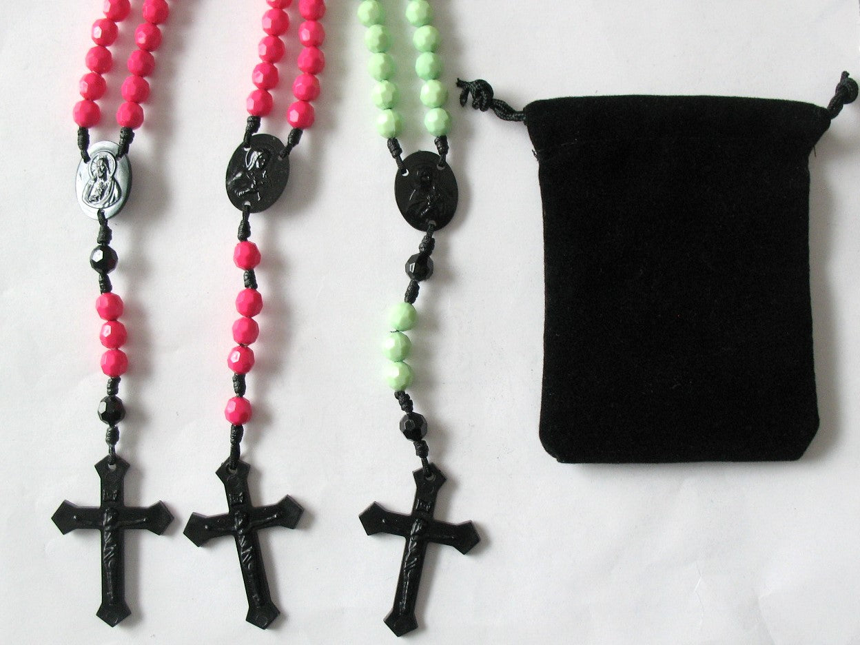 Cord Rosary - 8 mm Acrylic Beads with Bonus Pouch