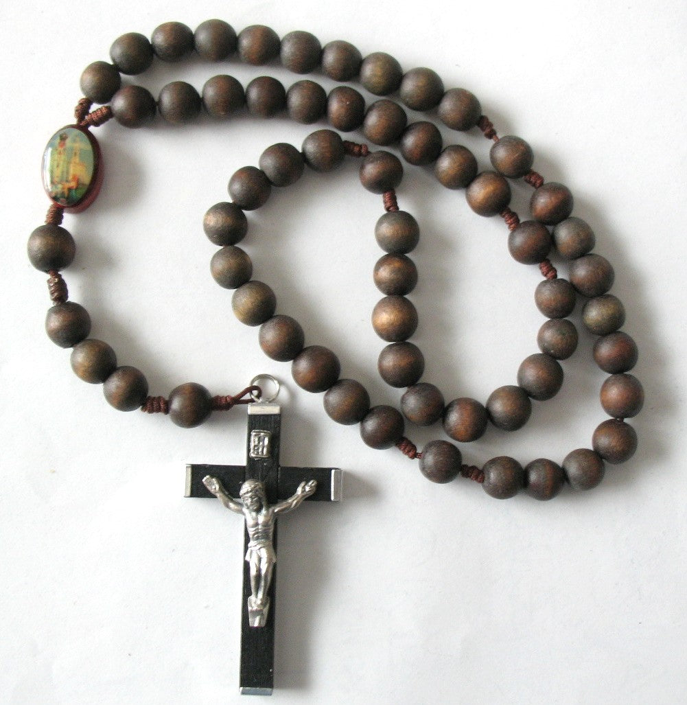 Wood Bead Cord Rosary with Bonus Pouch