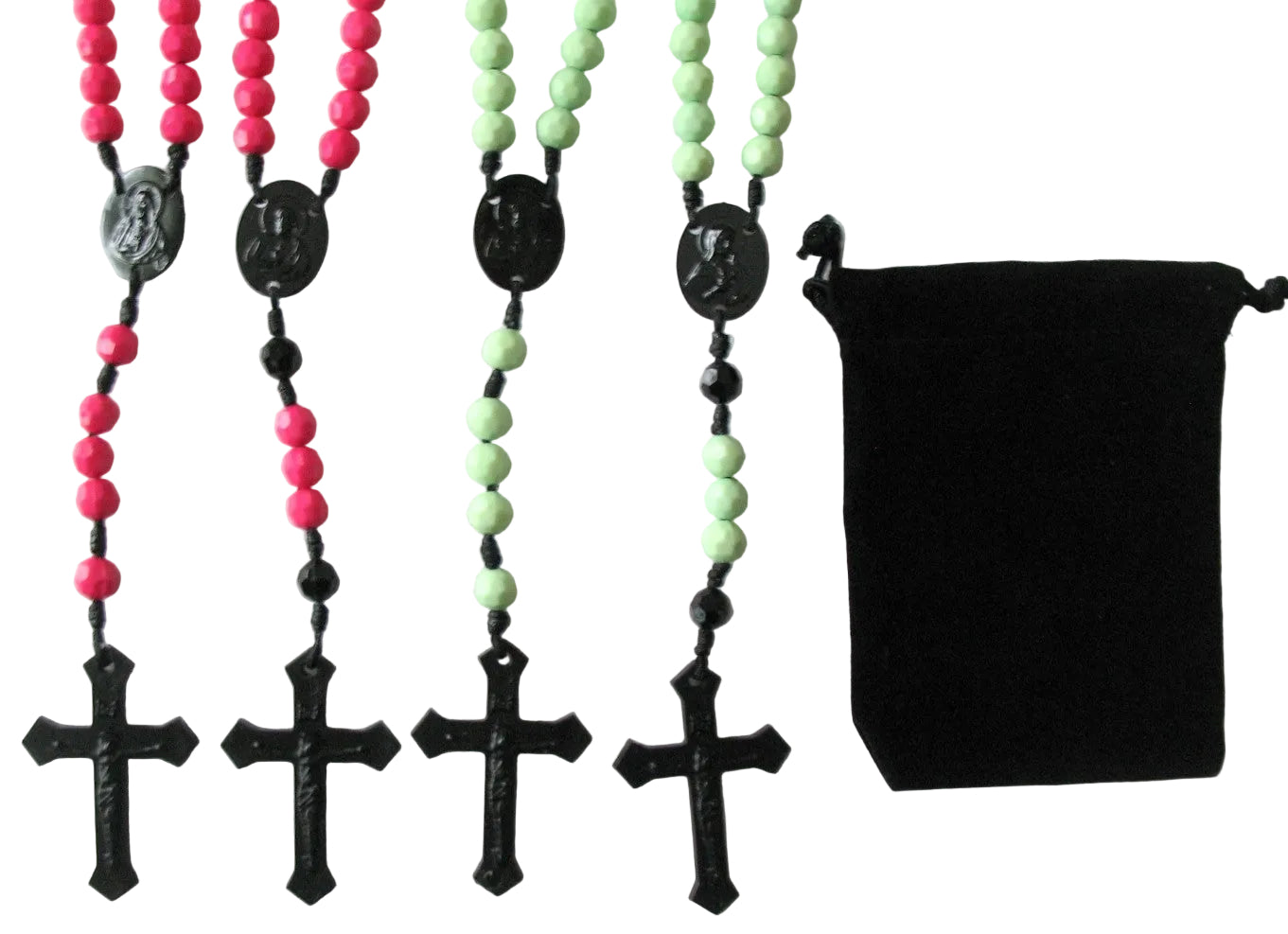 Cord Rosary - 8 mm Acrylic Beads with Bonus Pouch - Best Price Mix & Match